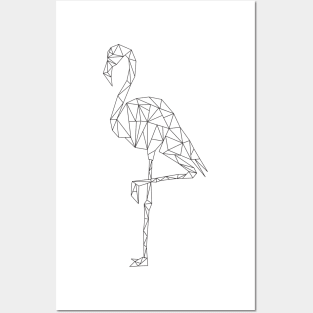 Geometric Line Art Flamingo Posters and Art